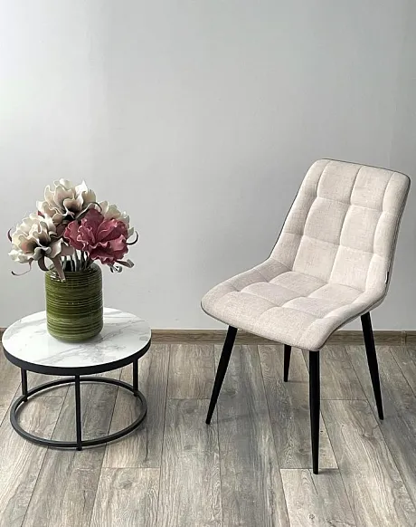 Стул CHIC HE622-01/ HE622-05 топленое молоко, ткань/ черный каркас фото 4