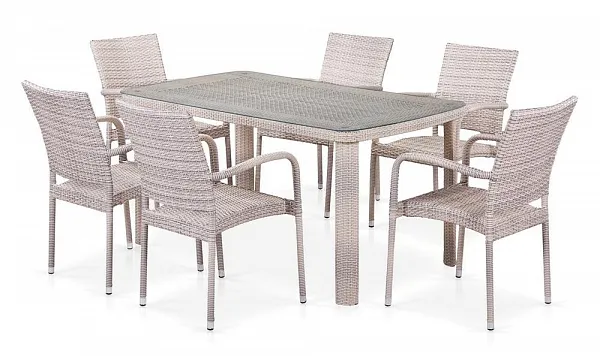 Комплект плетеной мебели T51A/Y376-W85-150x85 6Pcs Latte