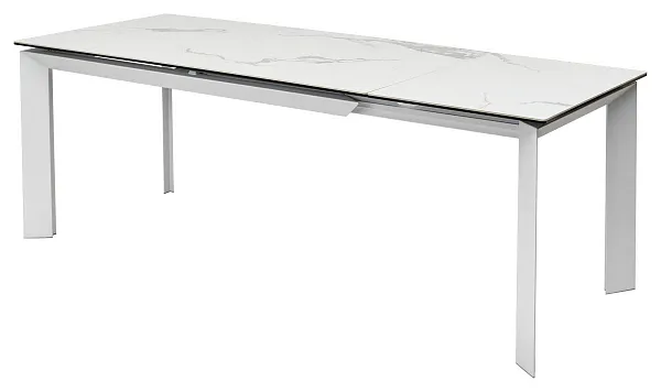 Стол CREMONA 140 HIGH GLOSS STATUARIO Белый мрамор глянцевый, керамика/ белый каркас, ®DISAUR фото 4