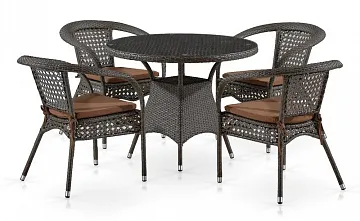 Комплект плетеной мебели Лион-1A T220CT/Y32-W53 Brown 4Pcs (4+1)