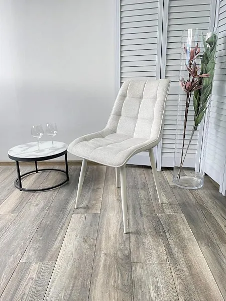 Стул CHIC WZ2042-18 белая галька, фактурный велюр/ белый каркас фото 5