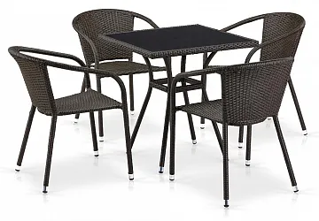 Комплект плетеной мебели T282BNS/Y137C-W53 Brown 4Pcs