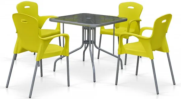 Комплект мебели для кафе TL80x80/XRF065BY-Yellow (4+1)