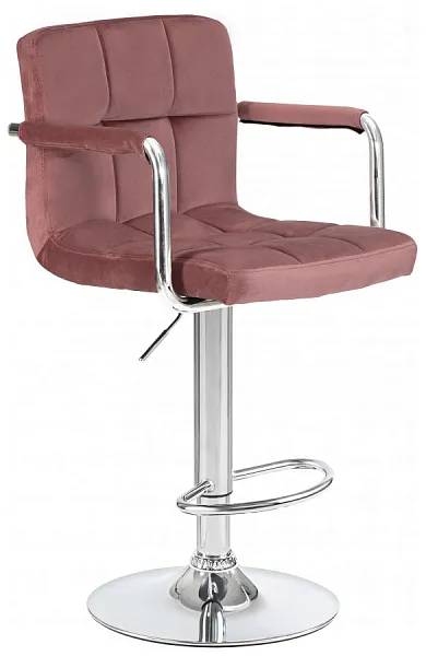 Стул барный KRUGER ARM пудрово-розовый велюр MJ9-32 фото 3