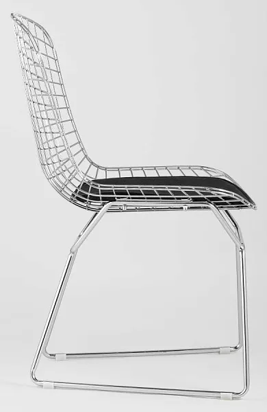 Стул обеденный Bertoia хромированный с черной подушкой фото 2