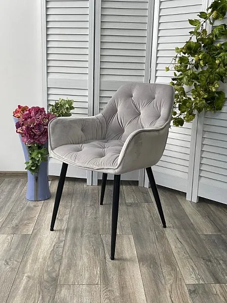 Стул TROY BLUVEL-03 LIGHT GREY, велюр/ черный каркас фото 6