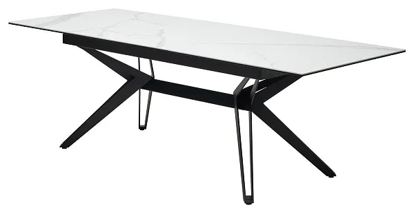 Стол URBINO 180 MATTE STATUARIO Белый мрамор матовый, керамика/ черный каркас, ®DISAUR фото 6