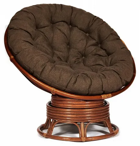 Кресло-качалка ",PAPASAN", w 23/01 B / с подушкой / Pecan (орех), ткань Коричневый, 3М7-147