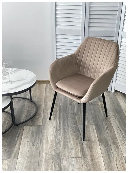 Стул ALABAMA BLUVEL-40 BEIGE, велюр / черный каркас фото 6