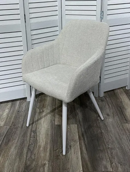 Стул BRANDY WZ2042-18 белая галька, фактурный велюр/ белый каркас фото 6
