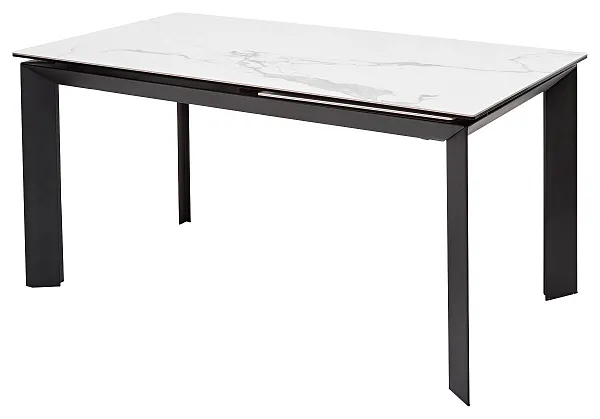 Стол CREMONA 140 MATTE STATUARIO Белый мрамор матовый, керамика/ черный каркас, ®DISAUR