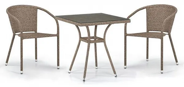 Комплект плетеной мебели T282BNT/Y137C-W56 Light brown 2Pcs
