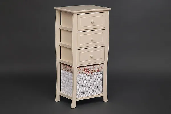 Тумба с корзиной и 3 ящиками Secret De Maison ARC 3 (mod. HX16-828 S ) paulownia, мдф, 86x40x30см, butter white (слоновая кость) фото 4
