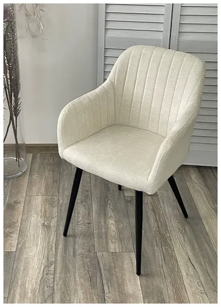 Стул BRANDY WZ2042-01 молочный фактурный велюр / черный каркас фото 2