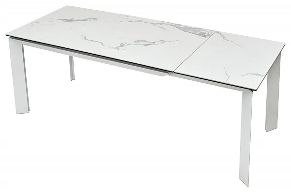 Стол CREMONA 140 HIGH GLOSS STATUARIO Белый мрамор глянцевый, керамика/ белый каркас, ®DISAUR фото 5