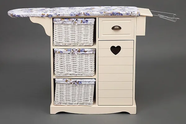 Гладильный комод с 3-я корзинами Secret De Maison PLANCHE ( mod. HX13-302 ) paulownia, мдф, 130x32x82см, butter white (слоновая кость) фото 3
