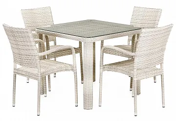 Комплект плетеной мебели T341A/Y376A-W85-90x90 4Pcs Latte