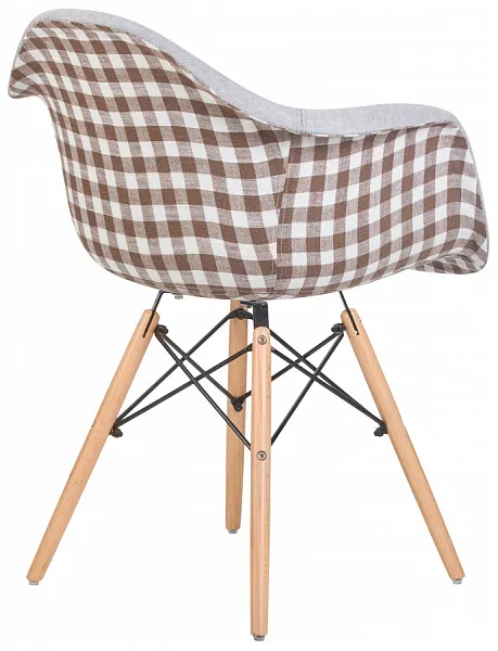 Стул DAW MONICA ножки светлый бук, сиденье 009 коричневая клетка, бежевая ткань фото 5