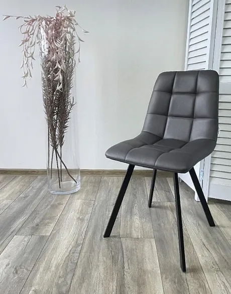 Стул CHILLI SQUARE HK017-11 темно-серый, PU/ черный каркас фото 6