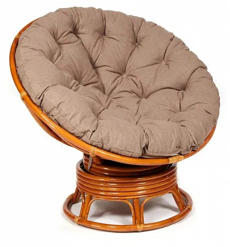 Кресло-качалка ",PAPASAN", w 23/01 B / с подушкой / Cognac (коньяк), экошерсть Коричневый, 1811-5