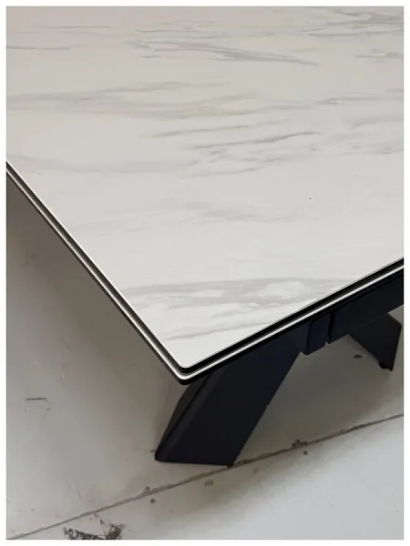 Стол ORISTANO 200 MARBLES KL-99 Белый мрамор матовый, итальянская керамика/ черный каркас, ®DISAUR фото 4