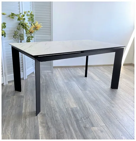 Стол CREMONA 180 KL-99 Белый мрамор матовый, итальянская керамика / черный каркас, ®DISAUR фото 4