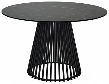 Стол TERNI 120 MATT BLACK MARBLE SOLID CERAMIC Черный мрамор матовый, керамика /Черн.каркас, ®DISAUR