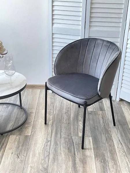 Стул DIANA BLUVEL-14 GREY, велюр / черный каркас фото 2