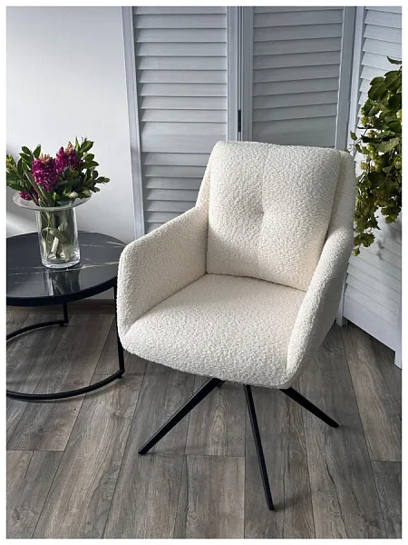 Стул MEADOW 360 градусов поворот Белый XD841-01, букле фото 2