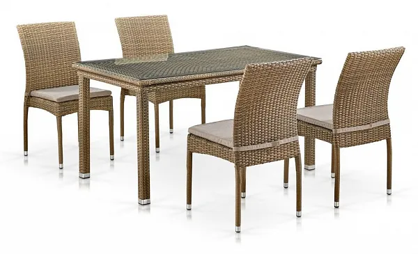 Комплект плетеной мебели T256B/Y380B-W65 Light Brown (4+1)