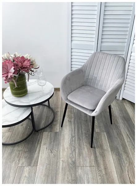 Стул ALABAMA BLUVEL-03 LIGHT GREY, велюр / черный каркас фото 6