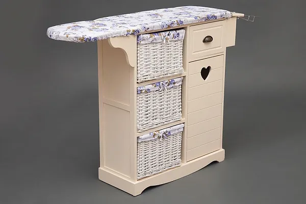 Гладильный комод с 3-я корзинами Secret De Maison PLANCHE ( mod. HX13-302 ) paulownia, мдф, 130x32x82см, butter white (слоновая кость) фото 5