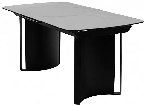 Стол RASMUS 160 TL-45 Белый мрамор, испанская керамика / черный каркас, ®DISAUR