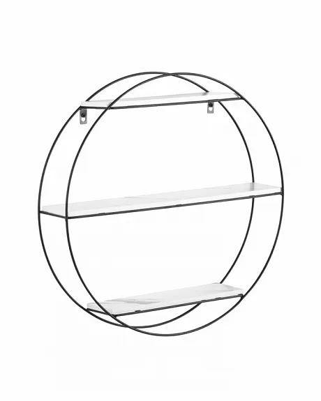 Полка Luna черная белый мрамор