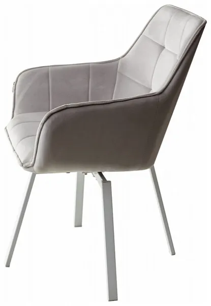 Стул MAVERICK BLUVEL-03 LIGHT GREY, велюр/ белый, поворот 360 градусов фото 7