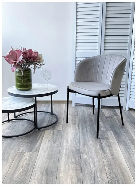 Стул DIANA BLUVEL-03 LIGHT GREY, велюр/ черный каркас фото 6