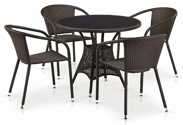 Комплект плетеной мебели T197ANS-W53/Y137C-W53 Brown 4Pcs