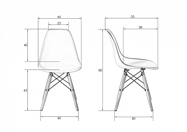 Стул DSW ножки светлый бук, цвет чёрный B-03 фото 8