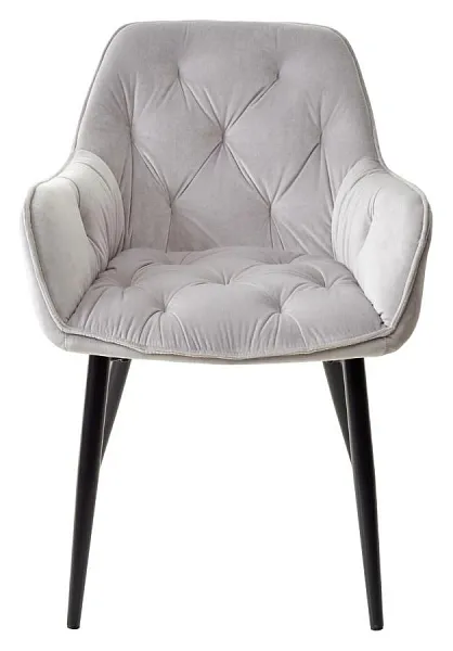 Стул TROY BLUVEL-03 LIGHT GREY, велюр/ черный каркас фото 2