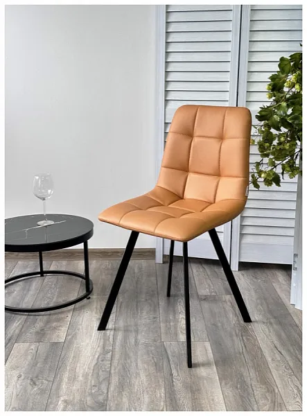 Стул CHILLI-Q SQUARE Oracul 542 Темно-желтый, экокожа PU / черный каркас, фото 4