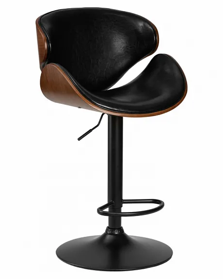 Стул барный KARTER BLACK (коричневый орех дерево (BWW), черный PU)