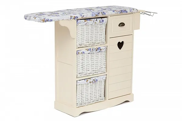 Гладильный комод с 3-я корзинами Secret De Maison PLANCHE ( mod. HX13-302 ) paulownia, мдф, 130x32x82см, butter white (слоновая кость)