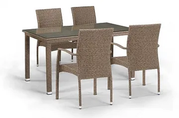 Комплект плетеной мебели T256B/Y379B-W56 Light brown 4Pcs