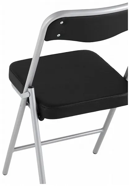 Складной стул Джонни экокожа черный каркас металлик фото 7