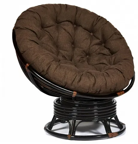 Кресло-качалка ",PAPASAN", w 23/01 B / с подушкой / Antique brown (античный черно-коричневый), ткань Коричневый, 3М7-147