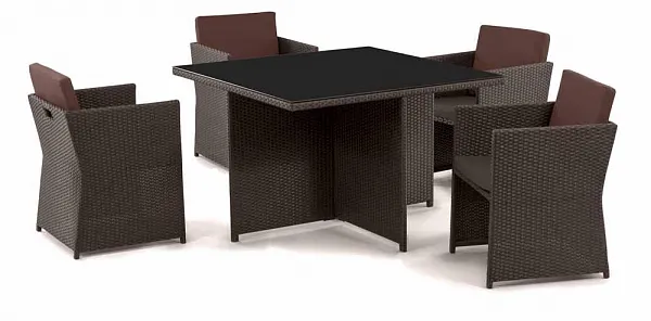 Комплект плетеной мебели T300A/Y300A-W53 Brown 4Pcs