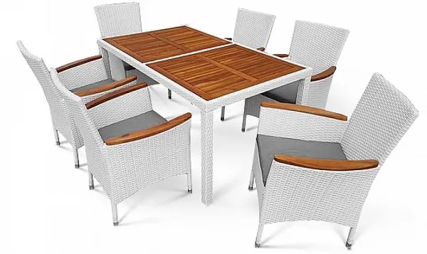 Комплект плетеной мебели мебели AFM-460A 150x90 White (6+1)