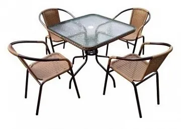 Комплект мебели Николь-2LB TLH-037С-TLH070SR-70x70 Light Beige (4+1)