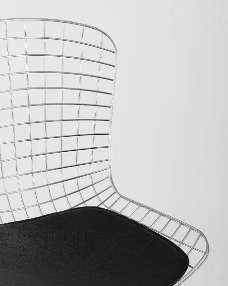 Стул обеденный Bertoia хромированный с черной подушкой фото 7