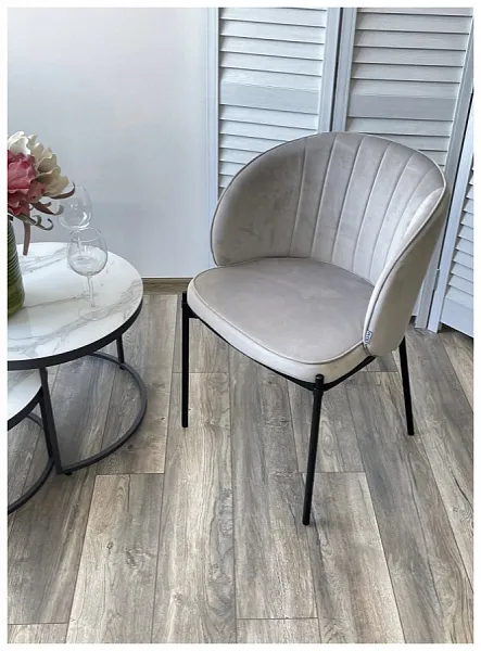 Стул DIANA BLUVEL-03 LIGHT GREY, велюр/ черный каркас фото 7